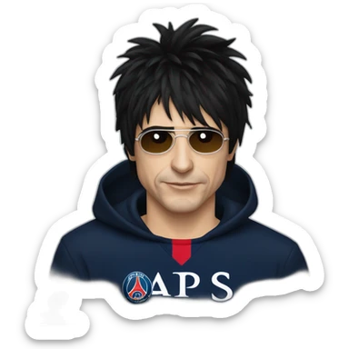 nicola sirkis wearing a PSG shirt sticker