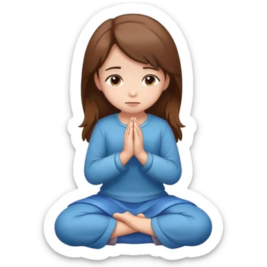 Brown hair girl on her knees praying sticker