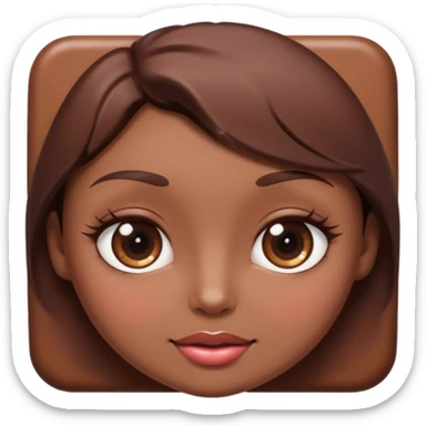 brownie with a feminine vibe, Feminine facial features with expressive eyes and lashes, soft lips, confident attitude.  420-friendly aesthetic sticker