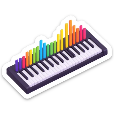 piano keyboard with colorful notes sticker