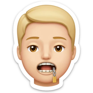 person zipping their mouth closed with a zipper sticker