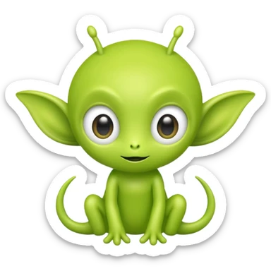lime green cute kawaii alien sticker