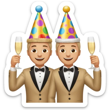 happy man raising two bottles of champagne sticker
