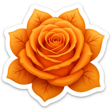 Make the blue icy rose orange. The original style is emoji style, but since emoji style does not support editing, please keep the emoji style look while making the rose orange and removing the background. sticker