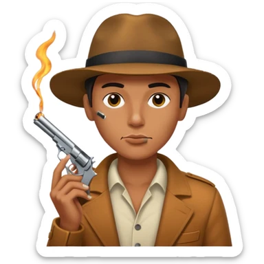 Smoking cigarette, holding gun sticker