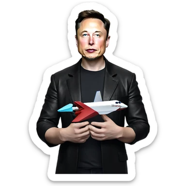 elon musk holding space x twitter and tesla sticker