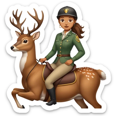 A woman in riding a deer sticker