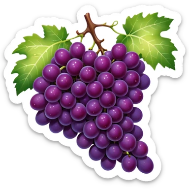 deep purple grapes, lush and dewy, softly glowing with sparkles, luxurious, high-end wine sticker