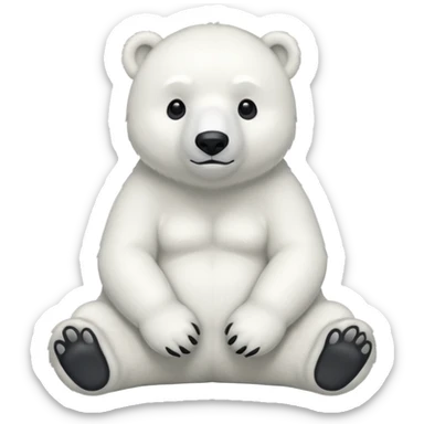 full body polar bear sitting sticker