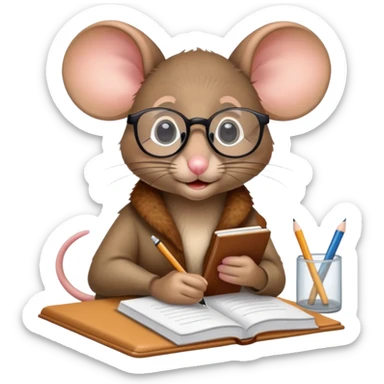 mouse doing homework sticker