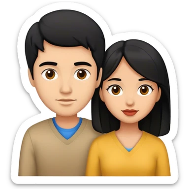 Medium skin color couple with black hair sticker