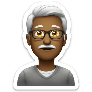 A man with glasses who is seriously thinking about something. sticker