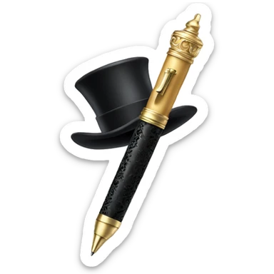 fancy pen with top hat sticker