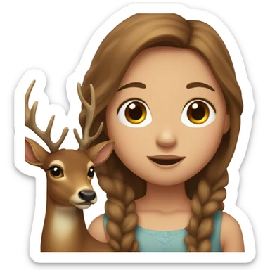 Deer with head of a girl with long brown hair sticker
