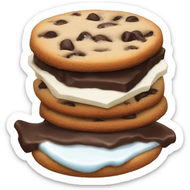 chocolate chip cookie sandwich with chocolate and cream sticker