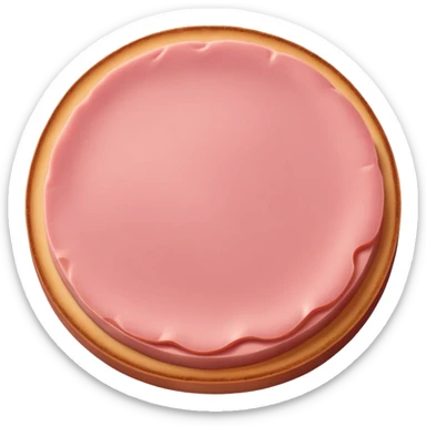 plain round slice of pink bologna, no decoration sticker