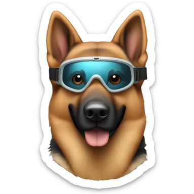Brown german Shepard dog wearing ski googles  sticker