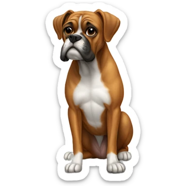 Boxer dog standing on stool sticker