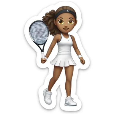 cute tennis female player wearing nike with black racquet sticker