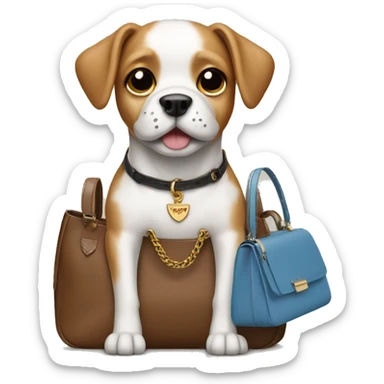 dog holding a prada bag sticker