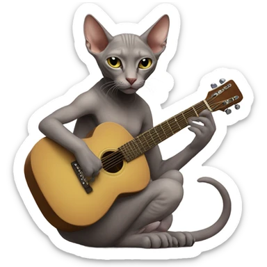 Sphinx cat playing guitar sticker