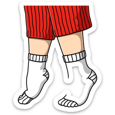 woman's feet wearing white crew socks viewed from directly underneath showing soles sticker