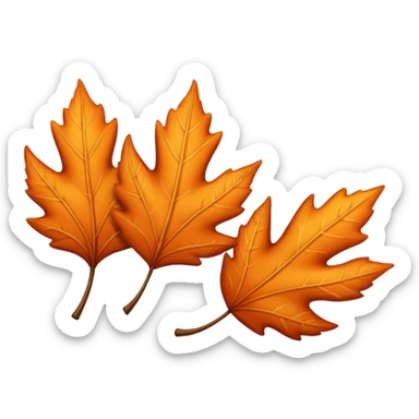 3 autumn leaves, blowing in the wind, to the left, white background sticker