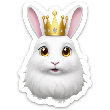 White rabbit with a glitter crown  sticker