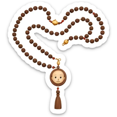 monk necklace object icon, wooden prayer beads with simple pendant, spiritual minimal design, natural wood texture, subtle sacred aura, 3D cartoon style, mobile game icon style, centered, clean background, no text, no watermark
 sticker
