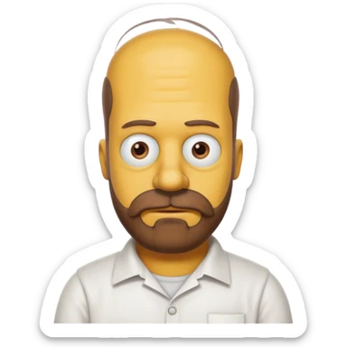 homer simpson white shirt beard an mustache must be one single brown piece not separated sticker