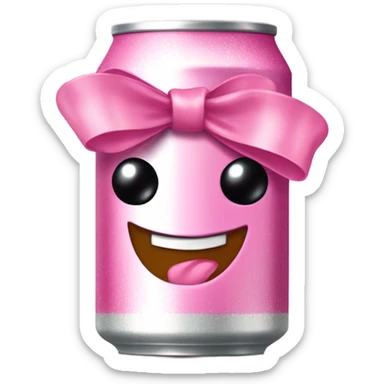 Soda can with pink bow on it  sticker