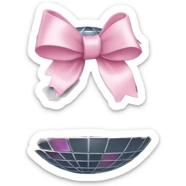 Disco ball with light pink bow sticker