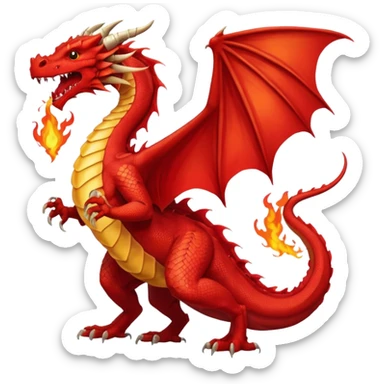 Red dragon with fire full sticker