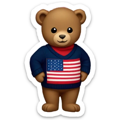 Ralph-Lauren-bear-wearing-navy blue-sweater-with-USA-flag sticker