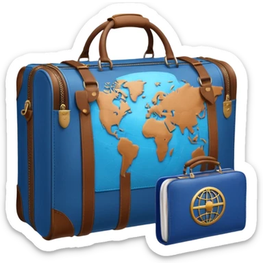 TRAVEL , travel bag , pass port, plane, glob sticker