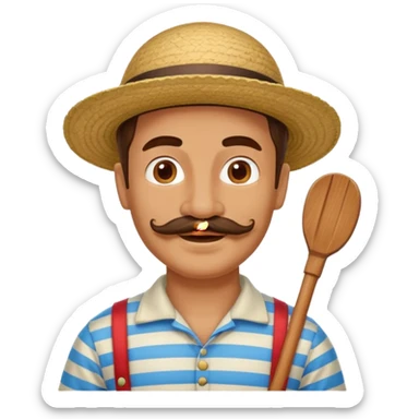 venetian gondolier with mustache, no rows, romantic guy sticker