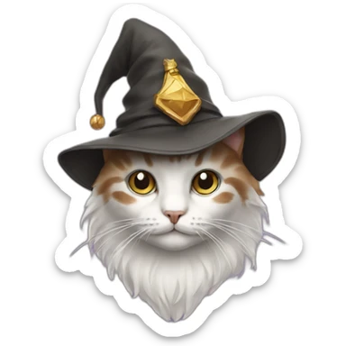 a cat with a wizard hat sticker