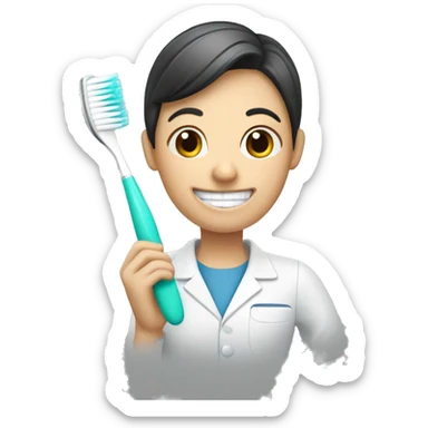 Dental hygienist holding toothbrush  sticker