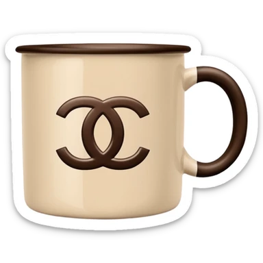 Chanel logo mug beige and dark brown sticker