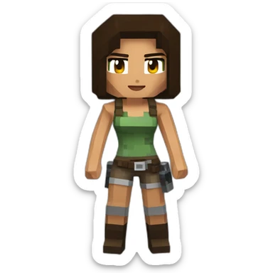 lara croft in minecraft sticker