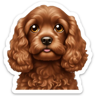 Very Dark copper tone Cavapoo with cute puppy eyes sticker