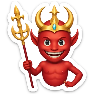 A red demon smiley face holding a trident and it looks like this (😈) but red and holds a golden trident sticker