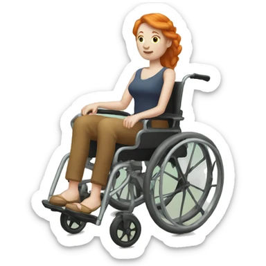 ginger woman stuck in a mythical wheelchair sticker