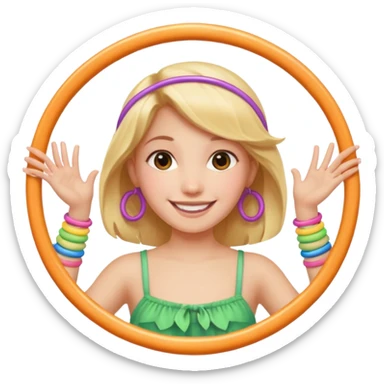 girl with 2 hula hoops sticker