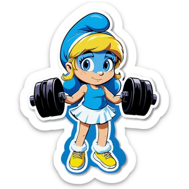 Smurfette in the gym sticker
