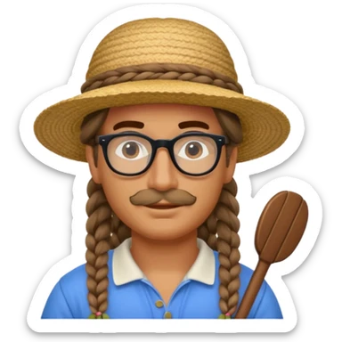 venice gondolier with long braided hair, iconic hat, normal glassess  sticker