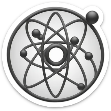 black white physics atom pictogram sticker