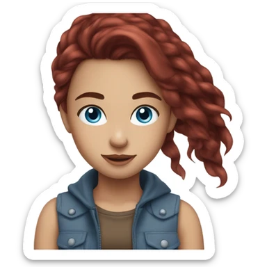 Beautiful girl, dark red hair，long hair, blue eyes sticker