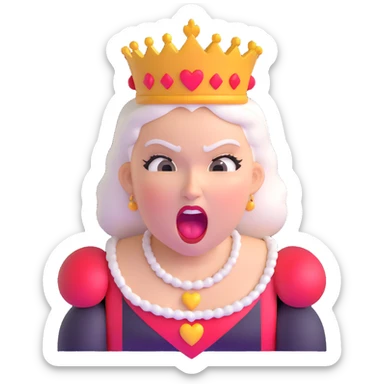 Queen of Hearts from Alice in Wonderland, angry expression, shouting sticker
