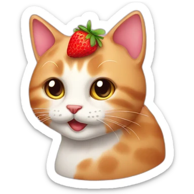 cat strawberry sticker